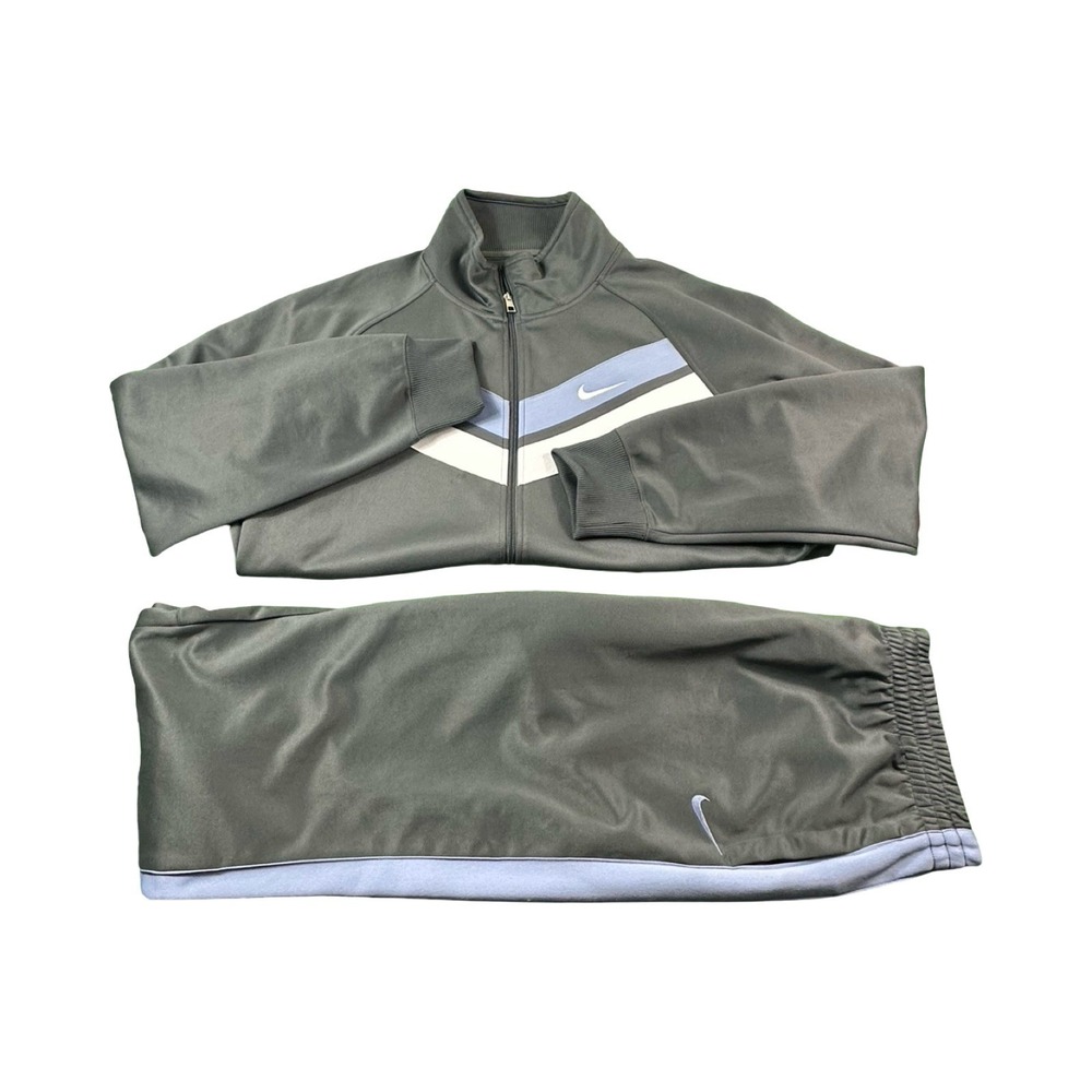 Nike Gray Blue White Colorblock 2 Piece Tracksuit Size 2XL Pant XL Excellent